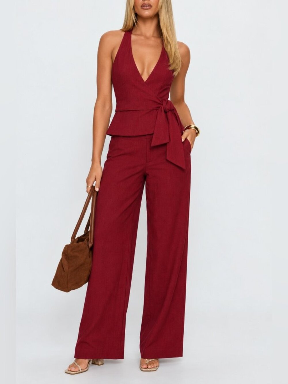 ZARA Matching Pant Set - Cherry Red